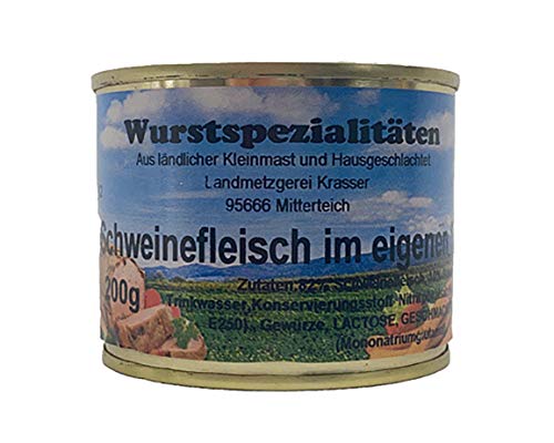 Schweinefleisch im eigenen Saft 200g Wurstspezialität aus Bayern"ländlicher Kleinmast" von Landmetzgerei Krasser