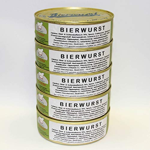Bierwurst 5x200g Dosenwurst, Vorteilsset, Vorratsset, Landmetzgerei Sandritter von Landmetzgerei Sandritter