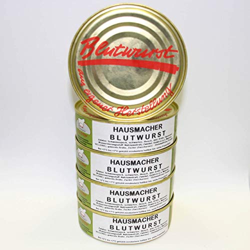 Hausmacher Blutwurst 5x200g Dosenwurst, Vorteilsset, Vorratsset, Landmetzgerei Sandritter von Landmetzgerei Sandritter