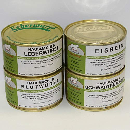 Hausmacher Dosenwurst Klassiker mit Eisbein 400g Probierset, Dosenwurst, Vorteilsset, Vorratsset, Landmetzgerei Sandritter von Landmetzgerei Sandritter