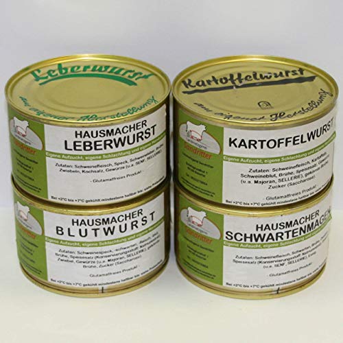 Hausmacher Dosenwurst Klassiker mit Kartoffelwurst 400g Probierset, Dosenwurst, Vorteilsset, Vorratsset, Landmetzgerei Sandritter von Landmetzgerei Sandritter