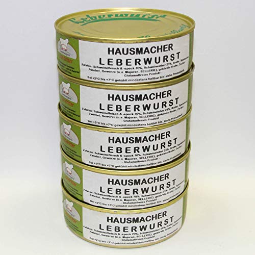 Hausmacher Leberwurst 5x200g Dosenwurst/ Wurstkonserven, Vorteilsset, Vorratsset, Landmetzgerei Sandritter von Landmetzgerei Sandritter
