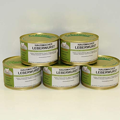 Hausmacher Leberwurst 5x400g Dosenwurst, Vorteilsset, Vorratsset, Landmetzgerei Sandritter von Landmetzgerei Sandritter