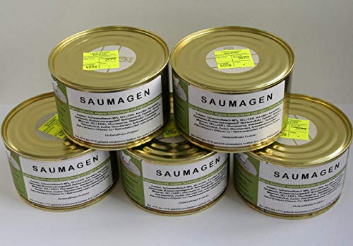 Saumagen in der 400g Dose, Vorteilsset 5x400g, Dosenwurst 6 Monate haltbar gekühlt im Kühlschrank, antibiotikafreie Aufzucht, Landmetzgerei Sandritter von Landmetzgerei Sandritter