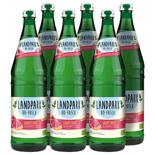 Landpark Bio-Erfrischungsgetränk Grapefruit, 6 x 0,75 L in der Glasflasche | ohne Zucker und Süßungsmittel | mit Kohlensäure | Wasser mit Geschmack | Ideal auch für Kinder und Diabetiker von Landpark