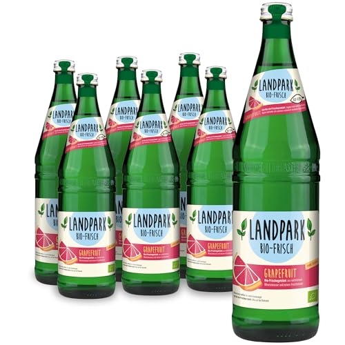 Landpark Bio-Erfrischungsgetränk Grapefruit, 6 x 0,75 L in der Glasflasche | ohne Zucker und Süßungsmittel | mit Kohlensäure | Wasser mit Geschmack | Ideal auch für Kinder und Diabetiker von Landpark