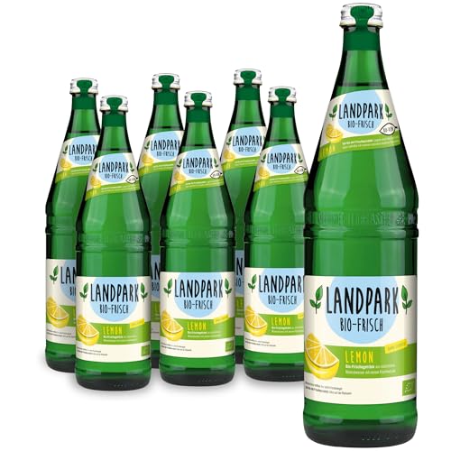 Landpark Bio-Erfrischungsgetränk Lemon, 6 x 0,75 L in der Glasflasche | ohne Zucker und Süßungsmittel | mit Kohlensäure | Wasser mit Geschmack | Ideal auch für Kinder und Diabetiker von Landpark