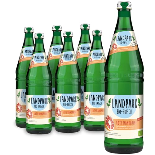 Landpark Bio-Erfrischungsgetränk Rote Mandarine, 6 x 0,75 L in der Glasflasche | ohne Zucker und Süßungsmittel | mit Kohlensäure | Wasser mit Geschmack | Ideal auch für Kinder und Diabetiker von Landpark