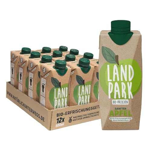 Landpark Bio-Erfrischungsgetränk Sanfter Apfel, 12 x 0,5 L im Tetra Pak | natürliches Mineralwasser aus Bio-Quelle mit Apfelgeschmack | ohne Kohlensäure | To Go | Wasser mit Geschmack | pfandfrei von Landpark