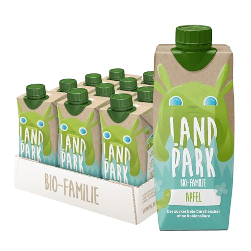 Landpark Bio-Familie Apfel, 24x0,5l I Kindergetränk ohne Zucker und Süßungsmittel I Ab 1 Jahr geeignet I natürliches Mineralwasser mit Bio-Apfel Fruchtaroma I Wasser mit Geschmack von Landpark