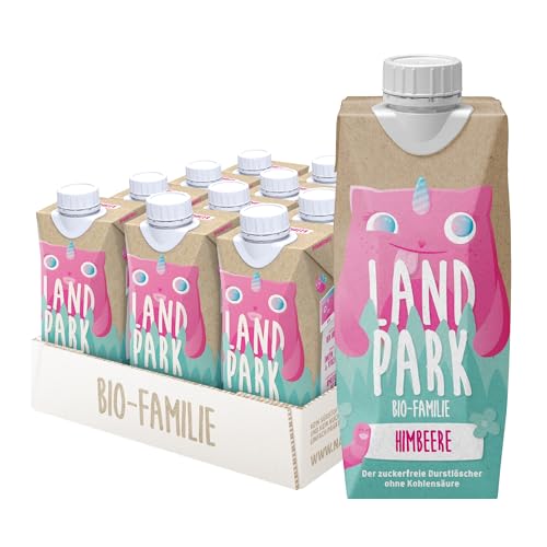 Landpark Bio-Familie Himbeere, 12x0,5l I Kindergetränk ohne Zucker und Süßungsmittel I Ab 1 Jahr geeignet I natürliches Mineralwasser mit Bio-Himbeere Fruchtaroma I Wasser mit Geschmack I pfandfrei von Landpark