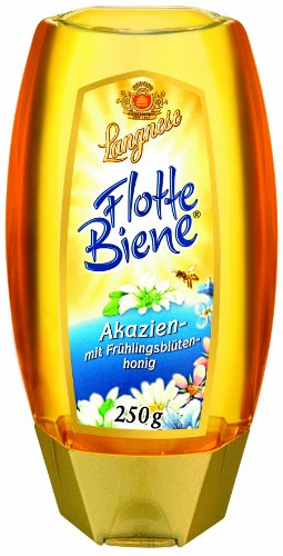 Langnese Flotte Biene Akazien-Frühlingsblüten, 8er Pack (8 x 250 g Flasche) von Langnese