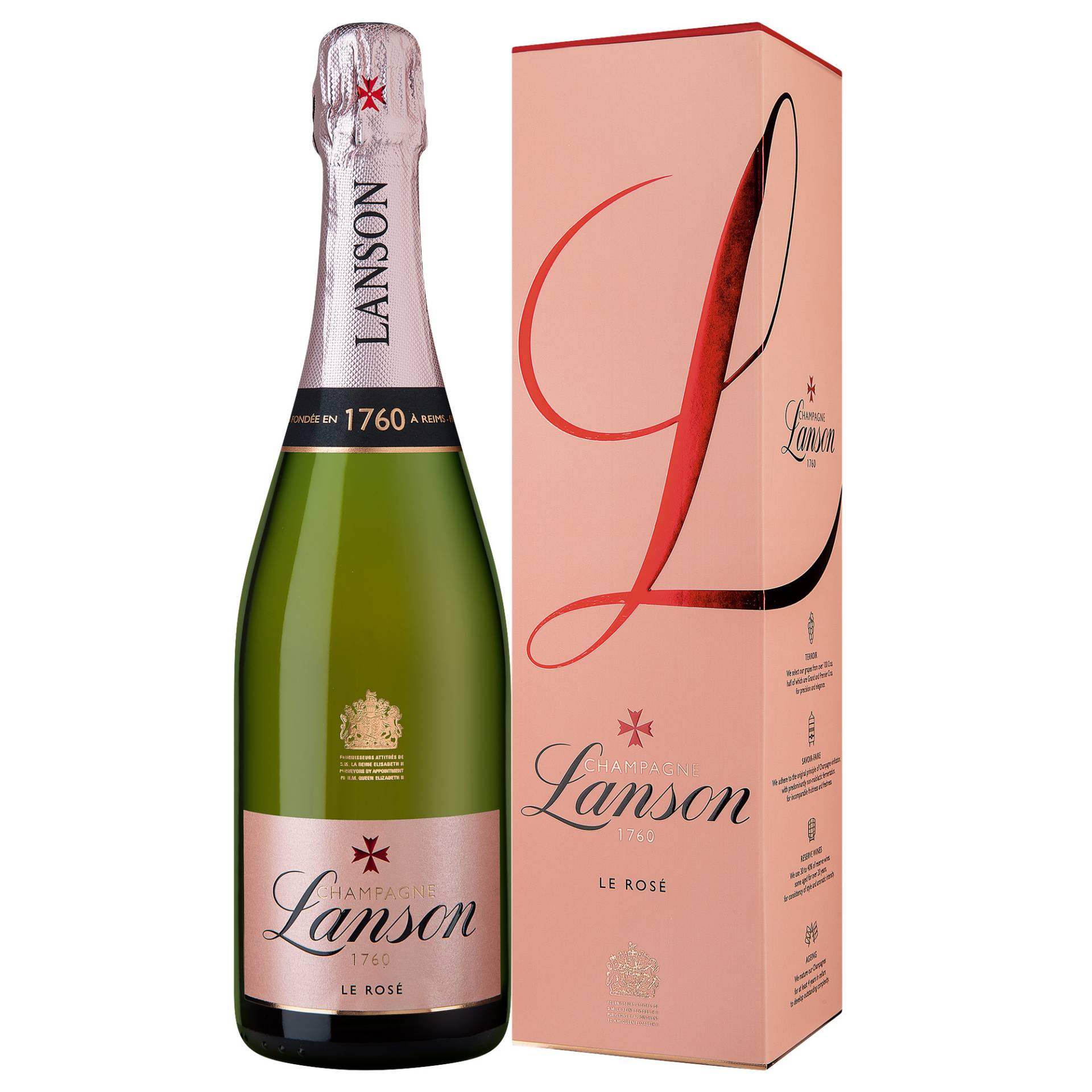 Champagne Lanson Rosé, Brut, Champagne AC, Geschenketui, Champagne, Schaumwein von Lanson International Diffusion, 66 Rue de Courlancy CS20017, 51100 Reims, France