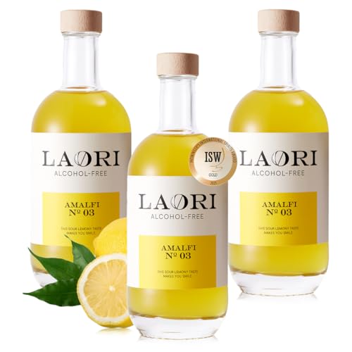 Laori Amalfi No 03 | Alkoholfreier Limoncello | Perfekt für Limoncello Spritz & alkoholfreie Cocktails | Ohne künstliche Aromen | Pflanzliche Farbstoffe | Zitronen-Aperitif alkoholfrei 3x500 ml von Laori