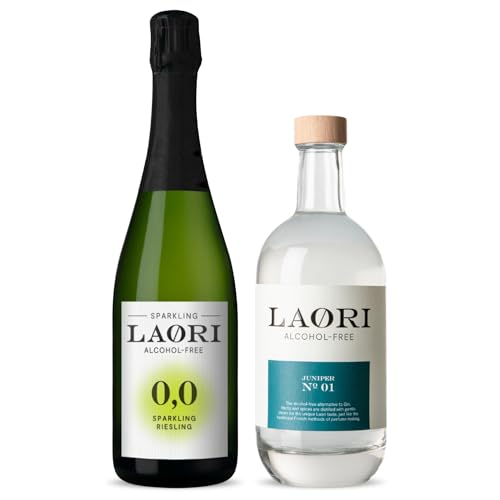 Laori Bundle alkoholfrei | 750 ml Sparkling Riesling (Alkoholfreier Sekt) | 500 ml Juniper No 1 (Alkoholfreie Gin-Alternative) | Perfekt für alkoholfreie Cocktails | Vegan & kalorienarm von Laori
