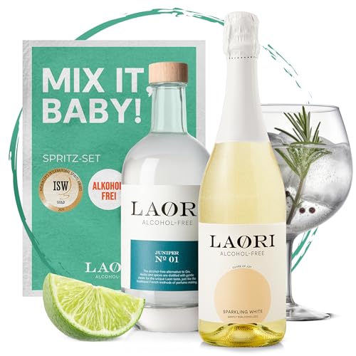 Laori Bundle alkoholfrei | 750 ml Sparkling White (Alkoholfreier Sekt) | 500 ml Juniper No 1 (Alkoholfreie Gin-Alternative) | Perfekt für alkoholfreie Cocktails | Vegan & kalorienarm von Laori