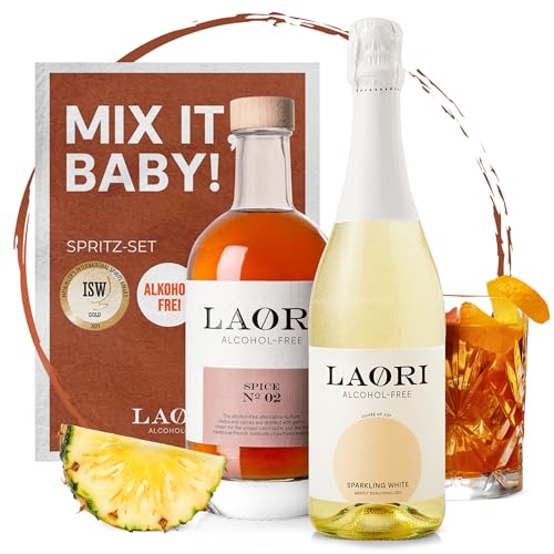 Laori Bundle alkoholfrei | 750 ml Sparkling White (Alkoholfreier Sekt) | 500 ml Spice No 2 (Alkoholfreie Rum-Alternative) | Perfekt für alkoholfreie Cocktails | Vegan & kalorienarm von Laori