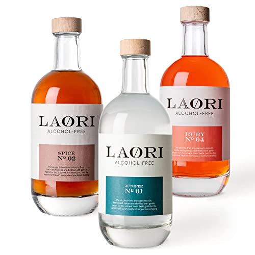 Laori Juniper 01 & Spice 02 & Ruby 04 | Alkoholfreie Alternativen zu Gin & Rum & Aperitif | Perfekt für alkoholfreie Cocktails & Longdrinks | Probier-Set vegan & kalorienarm | 3x500 ml von Laori