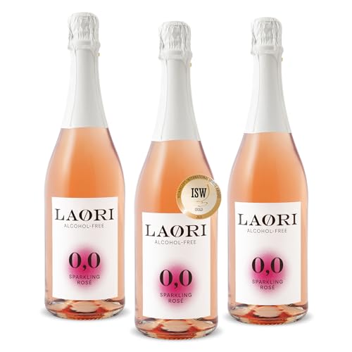 Laori Sparkling Rosé alkoholfrei 3x750ml | Alkoholfreier Sekt mit den fruchtig-floralen Noten der Merlot & Pinot Noir Trauben | 0,0% Alkohol, vegan & ohne künstliche Aromen | Nur 24 kcal pro 100ml von Laori