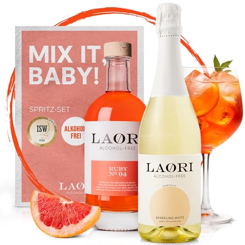 Laori Spritz-Bundle alkoholfrei | Alkoholfreier Spritz ohne künstliche Aromen | Perfekt für alkoholfreie Cocktails | Vegan & kalorienarm | 750 ml alkoholfreier Sekt & 500 ml alkoholfreier Aperitif von Laori