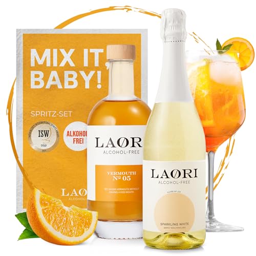 Laori Vermouth-Bundle alkoholfrei | 750 ml Sparkling White (Alkoholfreier Sekt) | 500 ml Vermouth No 5 (Alkoholfreier Weinaperitif mit Wermut & Enzian Kräutern) | Perfekt für Cocktails & Longdrinks von Laori