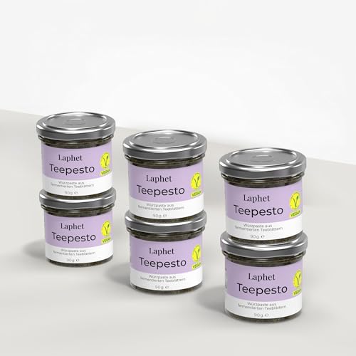 Laphet Teepesto 6 x 90g - Fermentierte Teeblätter, Vegan und Glutenfrei, Teesalat-Dressing, Pesto, Pasta-Sauce mit fermentiertem Tee, Vegetarische Nudel-Soße, Grünes Pesto Laphet Teepesto 6 x 90g - Fermentierte Teeblätter, Vegan und Glutenfrei, Teesalat-Dressing, Pesto, Pasta-Sauce mit fermentiertem Tee, Vegetarische Nudel-Soße, Grünes Pesto von Laphet