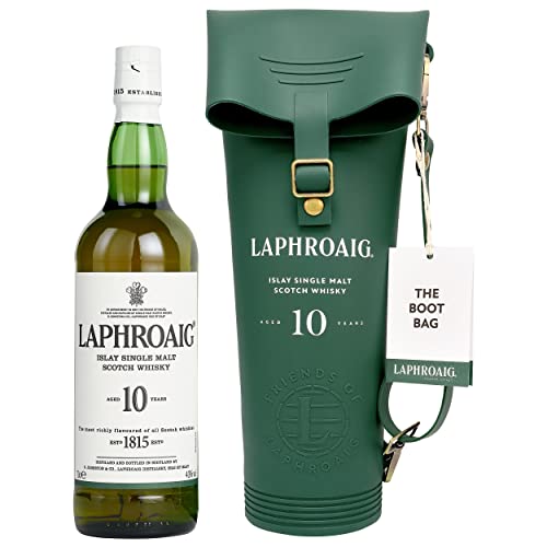 Laphroaig 10 Jahre + Stiefel | Islay Single Malt Scotch Whisky | mit Geschenkverpackung | einzigartig rauchig-torfiger Geschmack | 40% Vol | 700ml Einzelflasche + Stiefel von Laphroaig