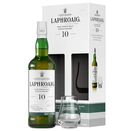Laphroaig 10 Jahre Geschenkset mit Nosing Glas – Islay Single Malt Scotch Whisky – einzigartig rauchig-torfiger Geschmack – 700ml – 40 Prozent Vol Laphroaig 10 Jahre Geschenkset mit Nosing Glas – Islay Single Malt Scotch Whisky – einzigartig rauchig-torfiger Geschmack – 700ml – 40 Prozent Vol von Laphroaig