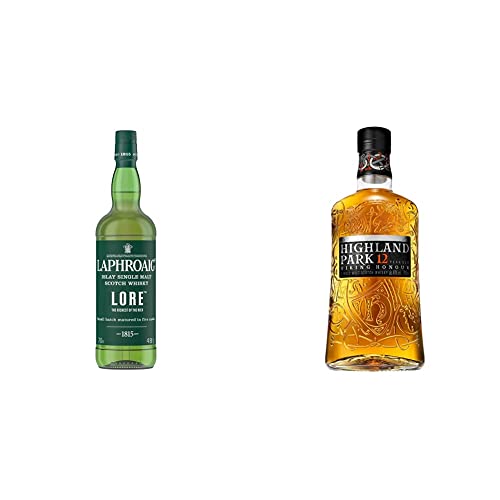 Laphroaig Lore | Islay Single Malt Scotch Whisky | 48% Vol | 700ml Einzelflasche + Highland Park 12 Jahre | Single Malt Scotch Whisky | 40% Vol | 700ml Einzelflasche | Bundle von Laphroaig