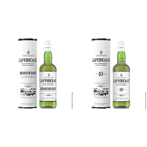 Laphroaig Quarter Cask Islay Single Malt Scotch Whisky, mit Geschenkverpackung, in Quarter Casks gereift, 48% Vol, 1 x 0,7l & 10 Jahre Islay Single Malt Scotch Whisky, 40% Vol, 1 x 0,7l von Laphroaig