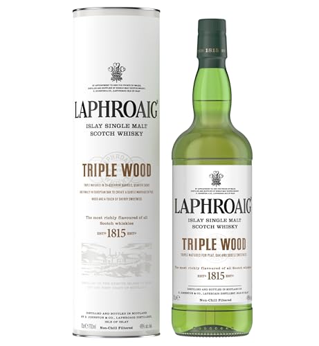 Laphroaig Triple Wood Islay Single Malt Scotch Whisky, mit Geschenkverpackung, einzigartig torfig-rauchig mit leichter Sherrysüße, 48% Vol, 1 x 0,7l von Laphroaig