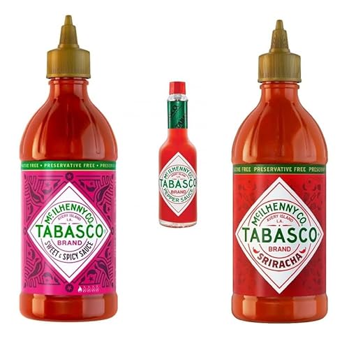 Tabasco Sriracha 300 ml und TABASCO Sweet & Spicy 256 ml und Tabasco Red Pepper 57 ml von Laprove