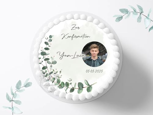 Tortenaufleger zur Konfirmation mit Wunschbild, Name & Datum personalisierbar, ⌀20cm Zuckerbild, Deko für Kuchen, Foto für Torten, Fondant 0013KF Tortenaufleger zur Konfirmation mit Wunschbild, Name & Datum personalisierbar, ⌀20cm Zuckerbild, Deko für Kuchen, Foto für Torten, Fondant 0013KF von Laserstuebchen