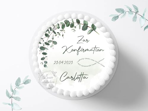 Tortenaufleger zur Konfirmation mit Wunschname & Datum personalisierbar, ⌀20cm Zuckerbild, Deko für Kuchen, Foto für Torten, Fondant 0011KF Tortenaufleger zur Konfirmation mit Wunschname & Datum personalisierbar, ⌀20cm Zuckerbild, Deko für Kuchen, Foto für Torten, Fondant 0011KF von Laserstuebchen