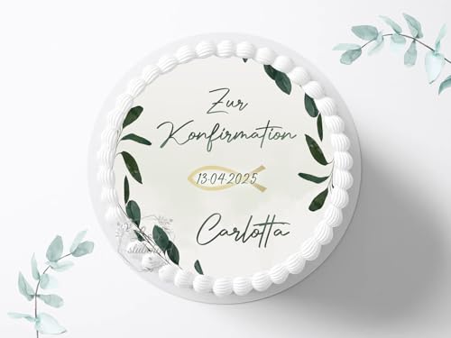 Tortenaufleger zur Konfirmation mit Wunschname & Datum personalisierbar, ⌀20cm Zuckerbild, Deko für Kuchen, Foto für Torten, Fondant 0017KF Tortenaufleger zur Konfirmation mit Wunschname & Datum personalisierbar, ⌀20cm Zuckerbild, Deko für Kuchen, Foto für Torten, Fondant 0017KF von Laserstuebchen