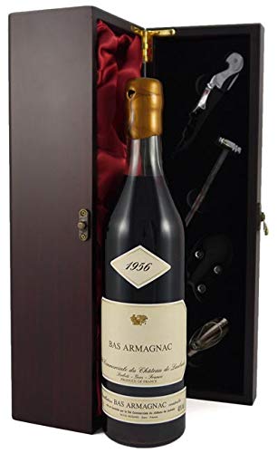 Laubade Armagnac 1956 (70cl) in einer mit Seide ausgestatetten Geschenkbox, da zu 4 Weinaccessoires, 1 x 700ml von Laubade Armagnac
