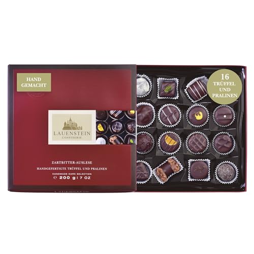 Lauensteiner Edelbittere Spezialitäten | 200g in Geschenk-Box | 16 zartbittere Pralinen | Geschenk für Mann oder Frau von Lauenstein Confiserie