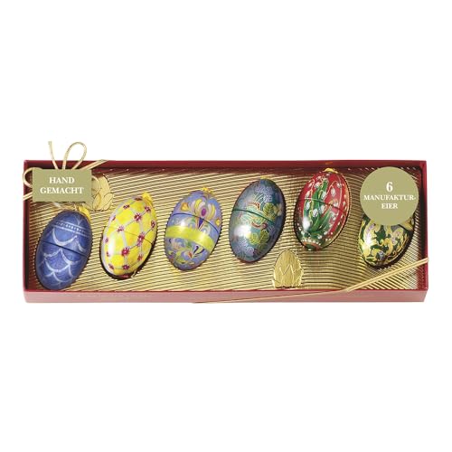 Lauensteiner Mini-Fabergé-Eier im Klarsichtpräsent mit 6 großen Schokoeiern für Ostern, 120g, ohne Alkohol, buntes, hochwertiges Design | Ostergeschenk für Männer oder Frauen | Osterschokolade Lauensteiner Mini-Fabergé-Eier im Klarsichtpräsent mit 6 großen Schokoeiern für Ostern, 120g, ohne Alkohol, buntes, hochwertiges Design | Ostergeschenk für Männer oder Frauen | Osterschokolade von Lauenstein Confiserie