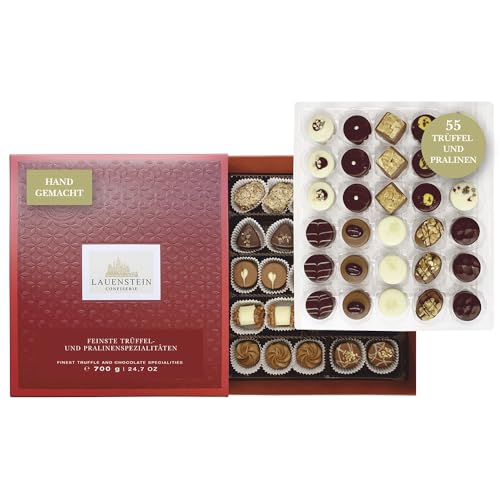 Lauensteiner Pralinen und Trüffel Geschenk | 700g, 55 Pralinen | 21 Sorten mit Alkohol | Geschenk für Männer oder Frauen Lauensteiner Pralinen und Trüffel Geschenk | 700g, 55 Pralinen | 21 Sorten mit Alkohol | Geschenk für Männer oder Frauen von Lauenstein Confiserie