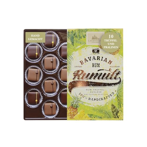 Lauensteiner Rumult Pralinen, 130g, Handcrafted Bayrischer Rum, Zartbitterschokolade und Vollmilch, 10 Handgemachte Alkoholpralinen von Lauenstein Confiserie