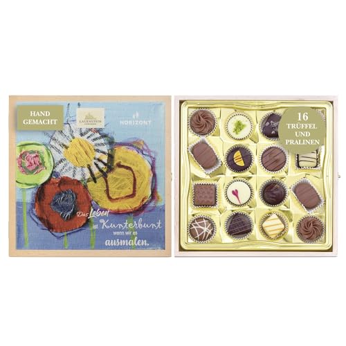 Lauensteiner Schatzkästchen Blume | 200g, 16 Trüffel und Pralinen, 13-fach sortiert, ohne Alkohol | Für einen guten Zweck Lauensteiner Schatzkästchen Blume | 200g, 16 Trüffel und Pralinen, 13-fach sortiert, ohne Alkohol | Für einen guten Zweck von Lauenstein Confiserie