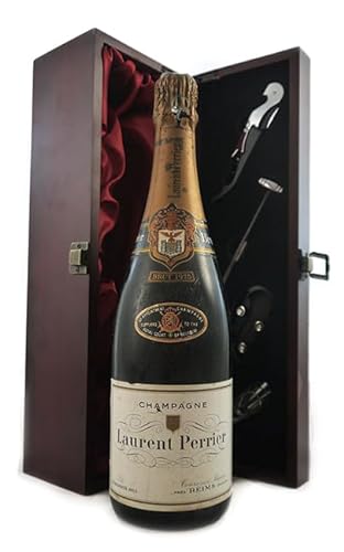Laurent Perrier Brut Vintage Champagne 1975 in einer mit Seide ausgestatetten Geschenkbox, da zu 4 Weinaccessoires, 1 x 750ml von Laurent Perrier Brut