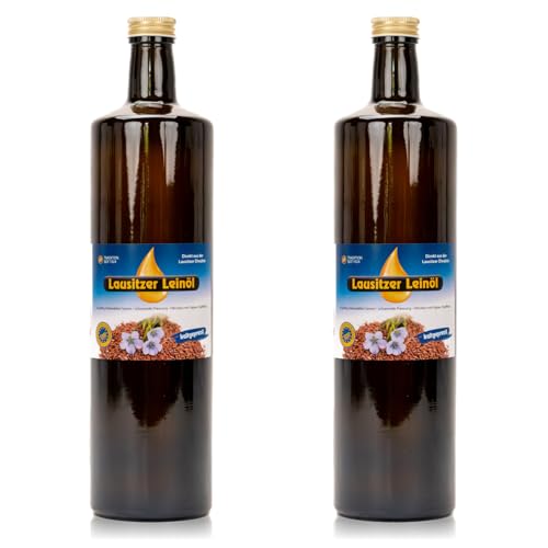2 x Lausitzer Leinöl (kaltgepresstes Leinöl), 2 x 1 Liter von Lausitzer Ölmühle