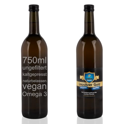Lausitzer Leinöl - Lausitzer Gold (kaltgepresst ungefiltert Omega 3 Öl kaltgepreßtes Premium Leinöl), 750ml von Lausitzer Ölmühle