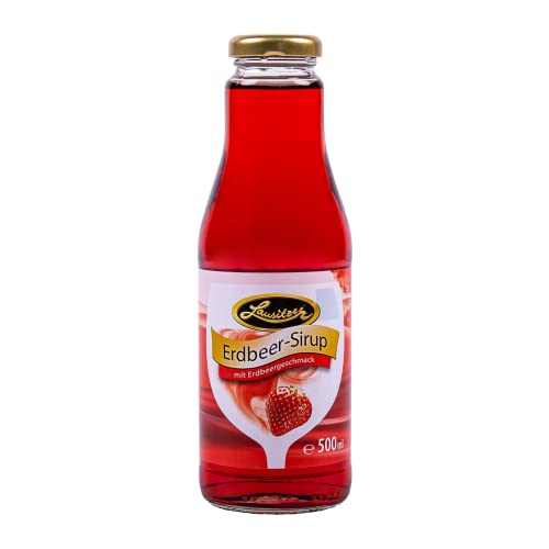 Erdbeer Sirup - Strawberry Fruchtsirup der Lausitzer Verdünnungssaft mit 6x500ml in der Glasflasche von Lausitzer