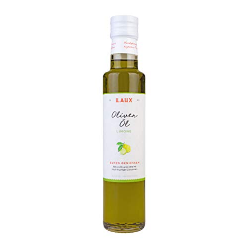 LAUX Olivenöl mit Limone aromatisiert - Feinkost Öl - Perfekt Für Salatdressing, als Gemüse Topping, oder zum Kochen – Hochwertige Zutaten – 0,25 L von Laux