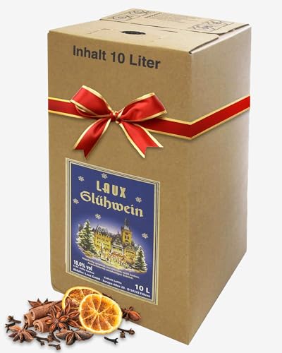 LAUX Roter Glühwein 10 L - Weihnachtlich Aromatischer Glühwein - Fruchtig-Würzig mit Hochwertigen Zutaten - Weihnachtsgeschenke (10% Vol.) von Laux