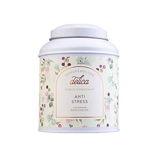 LAUX Anti Stress Tee – Kräutertee mit Apfel, Hagebutte & Erdbeerblättern – 60g Teedose von Laux