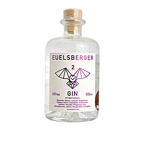 Euelsberger Gin Fifteen Flowers – Blüten und Wacholder Premium Spirituose – Weiche, Fruchtige Noten & Mildes Aroma - Hochwertige Zutaten - 45% Vol. & 0,5 L von Laux