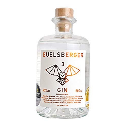 Euelsberger® Gin Plum Oriental – Pflaume und Orange Premium Spirituose – Frische, Orientalische Noten & Mildes Aroma - Hochwertige Zutaten - 45% Vol. & 0,5 L von Laux